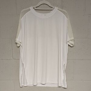 Athleta White Short Sleeve Tee Classic Crew Neck Size Large